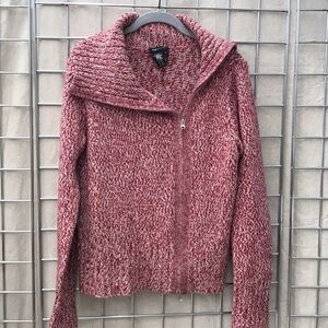 BCBGMaxAzria Marled Red Zip-Up Sweater